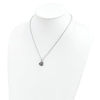 Sterling Silver Heart Necklace with Pink and White CZ Stones