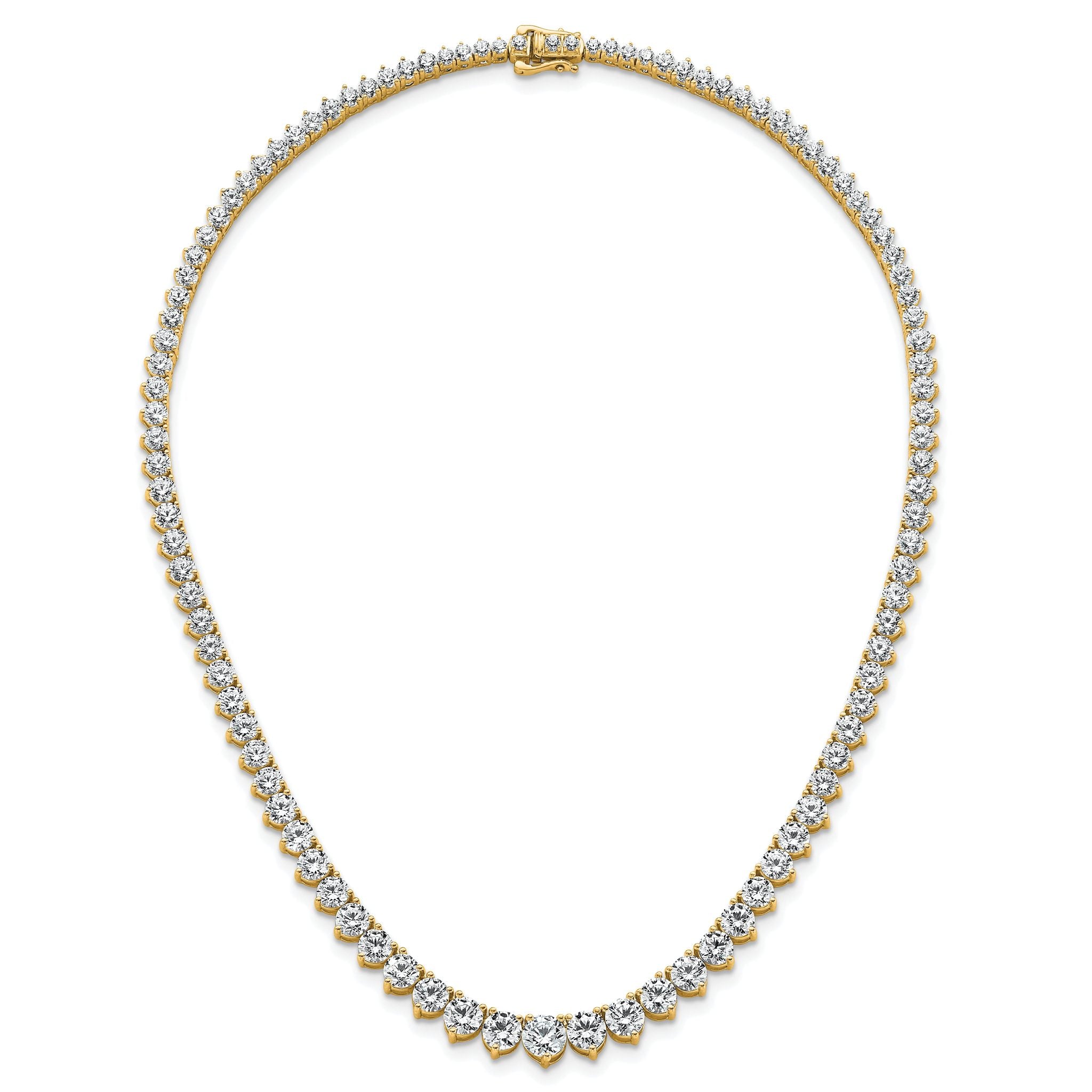 14k 25 3/8 carat Lab Grown Diamond VS+ F+ Complete Round 16 inch Graduated Tennis Necklace