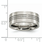 Grooved Wedding Band in Titanium, 9mm