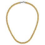 14K Two-tone Polished 5.5mm Popcorn Mesh Necklace
