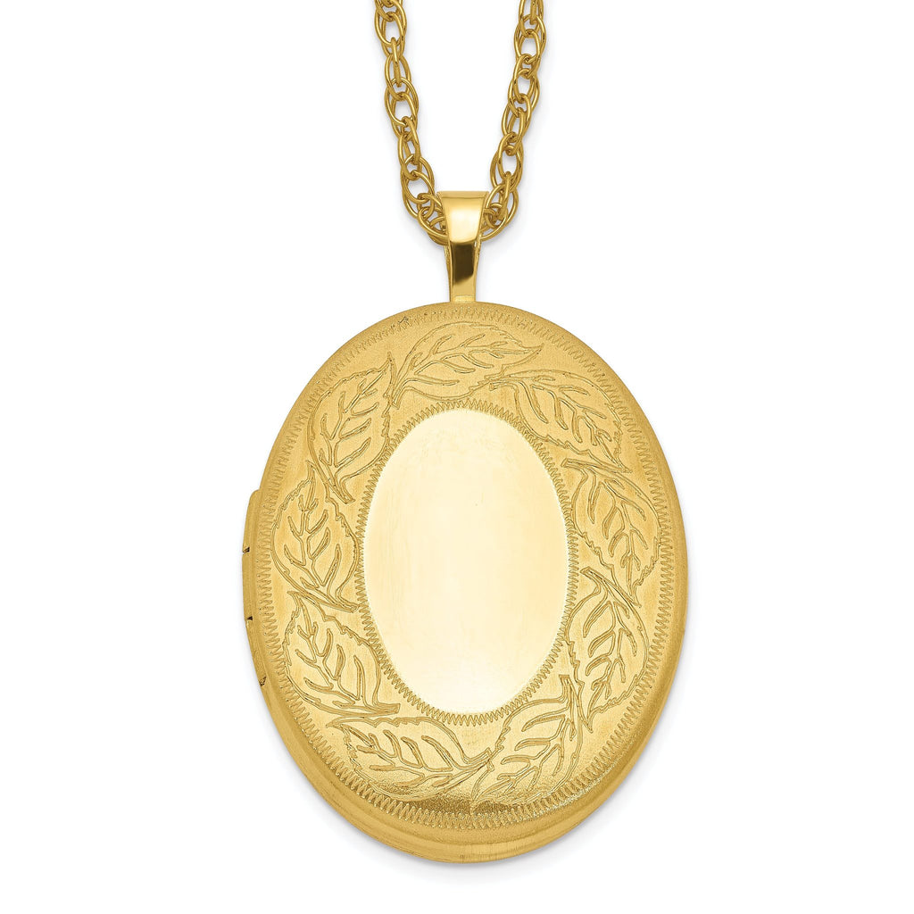 1/20 Gold Filled 26mm Leaf Border Oval Locket Necklace