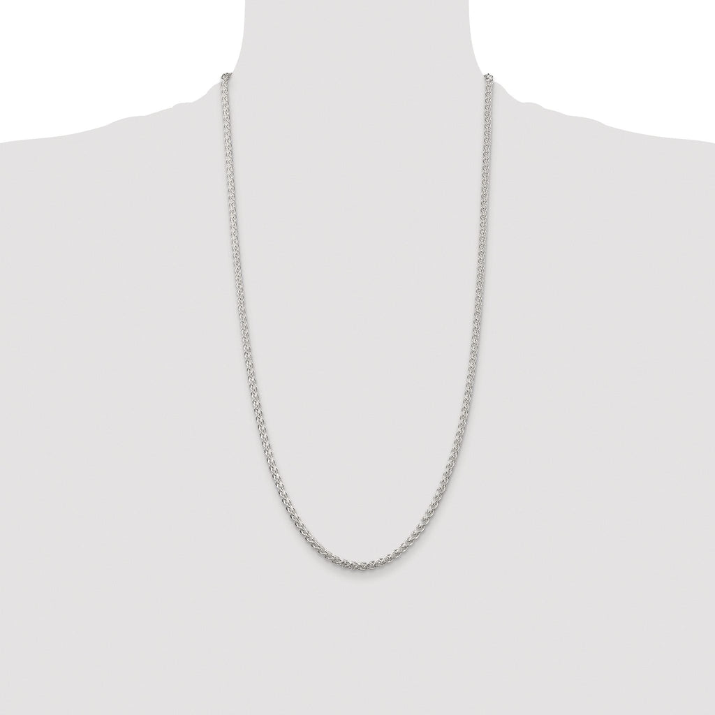 Sterling Silver Rhodium-plated 3mm Round Spiga Chain