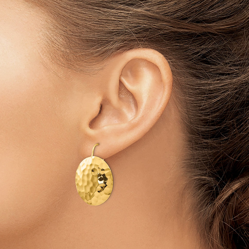 14k Hammered Circle Earrings