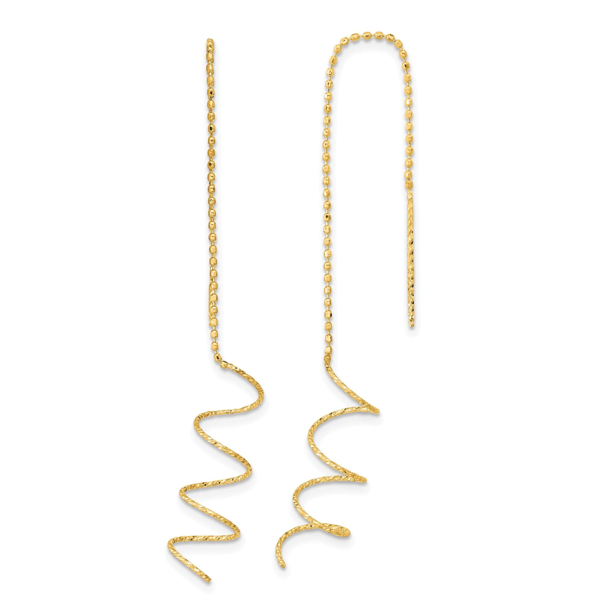 14k Polished Diamond-cut Spiral Threader Earrings Main image