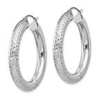 Sterling Silver 925 Rhodium-Plated Diamond-Cut Hoop Earrings 4.75mm Polished Finish