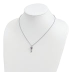 Brilliant Gemstones Sterling Silver with 14K Accent Rhodium-plated Amethyst and Diamond Key 18 Inch Necklace with 2 Inch Extender