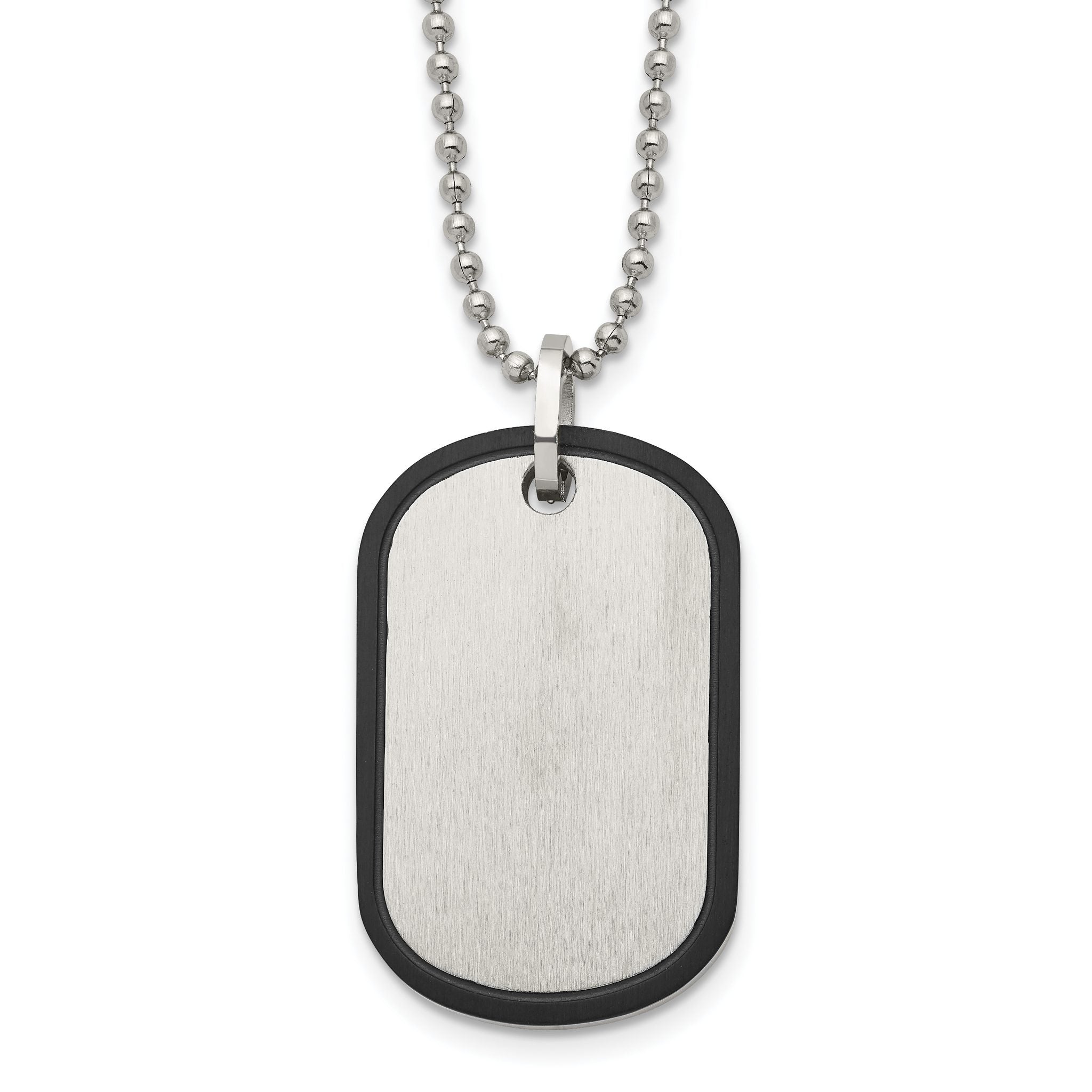 Chisel Stainless Steel Brushed Black IP-plated Edge Dog Tag on a 22 inch Ball Chain Necklace Main image