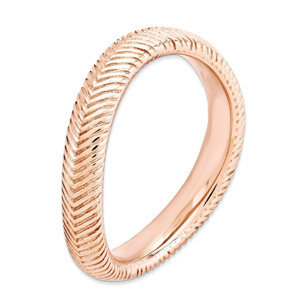 Rose-Tone Wave Stackable Ring in Sterling Silver