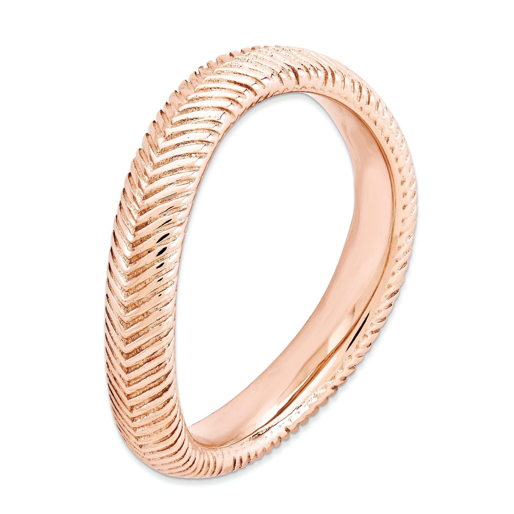 Rose-Tone Wave Stackable Ring in Sterling Silver
