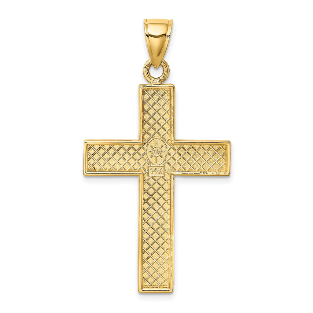 14K Polished Large Block Cross w/Open Back Charm