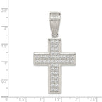 Sophia Jewelers Sterling Silver CZ Cross Pendant with Polished Rhodium Finish