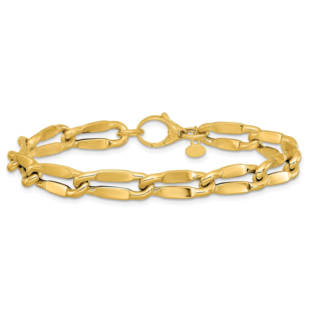14K Polished Fancy Contoured Link Bracelet