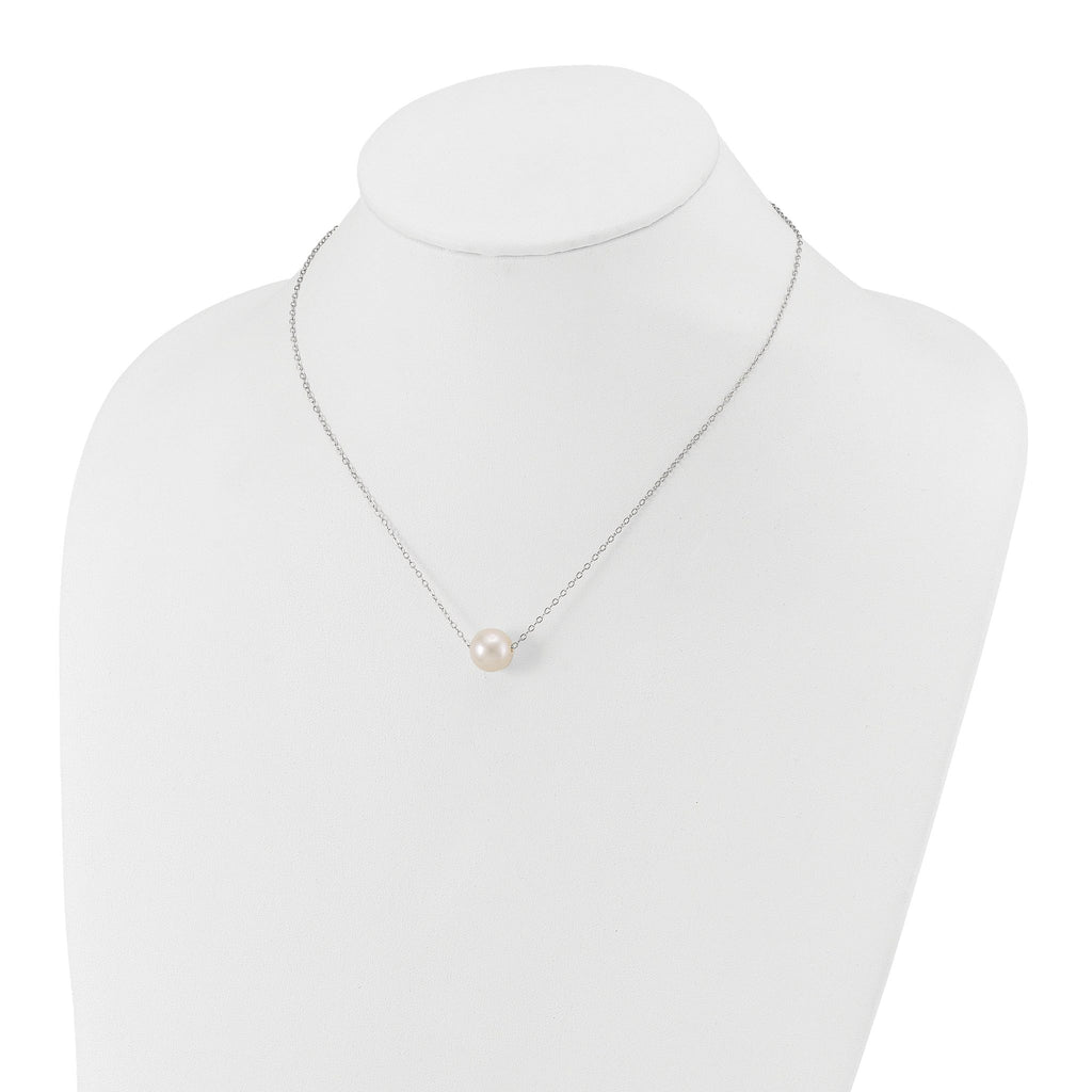14k White Gold 10-11mm White Near Round Freshwater Cultured Pearl 17 inch Necklace