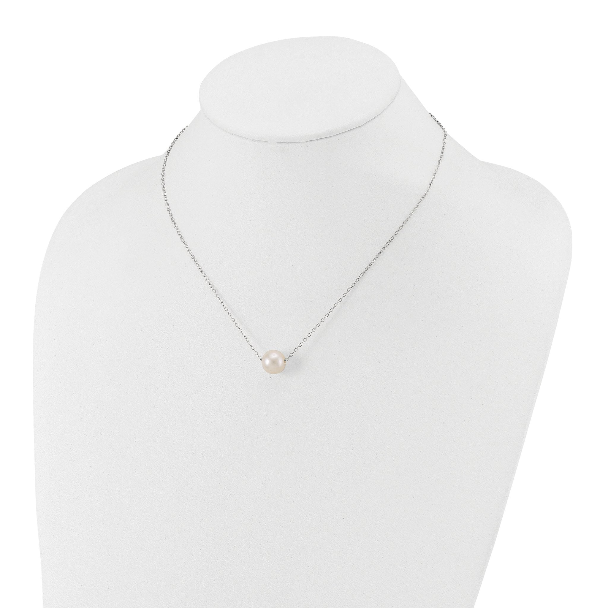 14k White Gold 10-11mm White Near Round Freshwater Cultured Pearl 17 inch Necklace