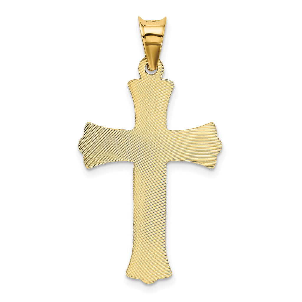 14K Yellow Gold Crucifix Pendant with Polished Satin Finish 37mm