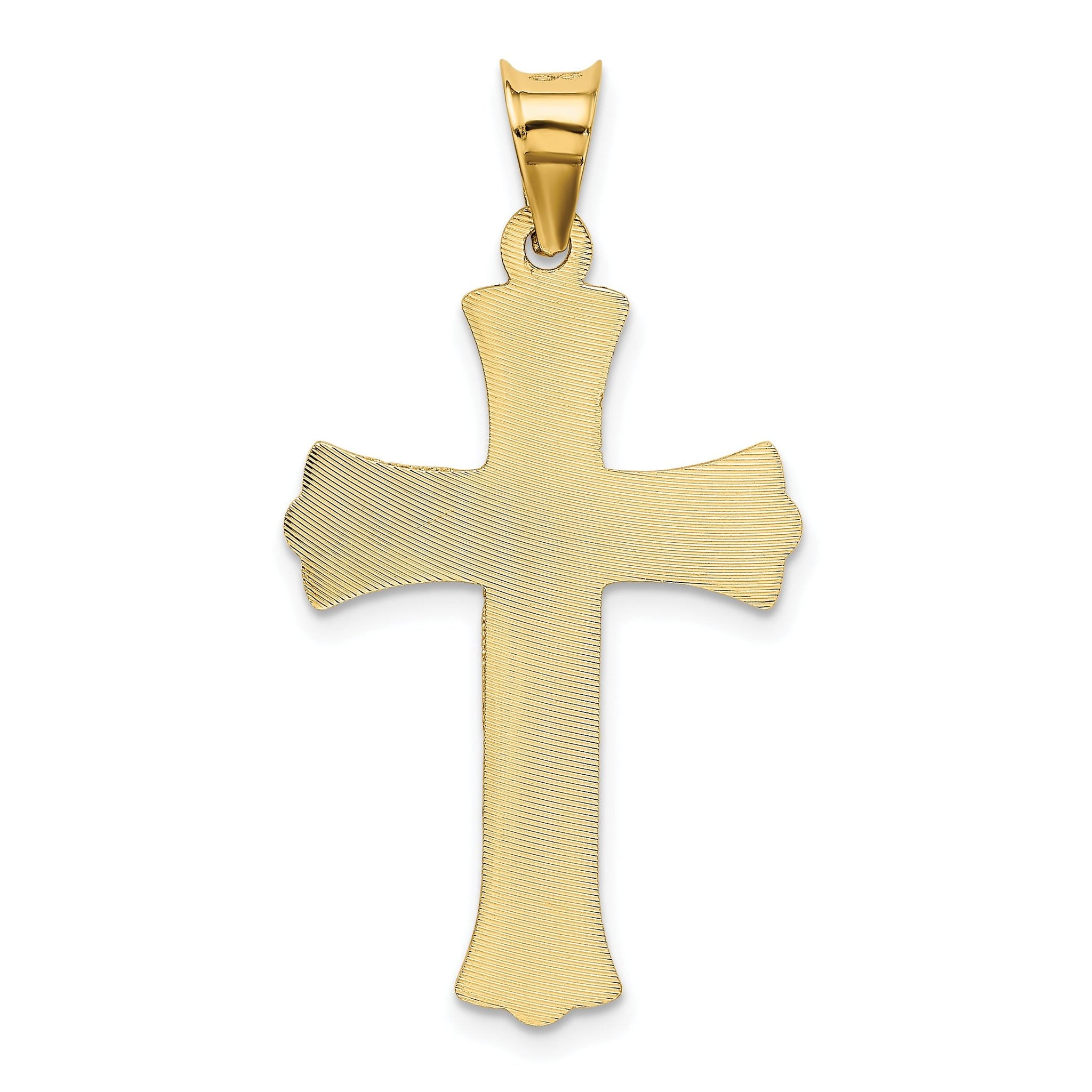 14K Yellow Gold Crucifix Pendant with Polished Satin Finish 37mm