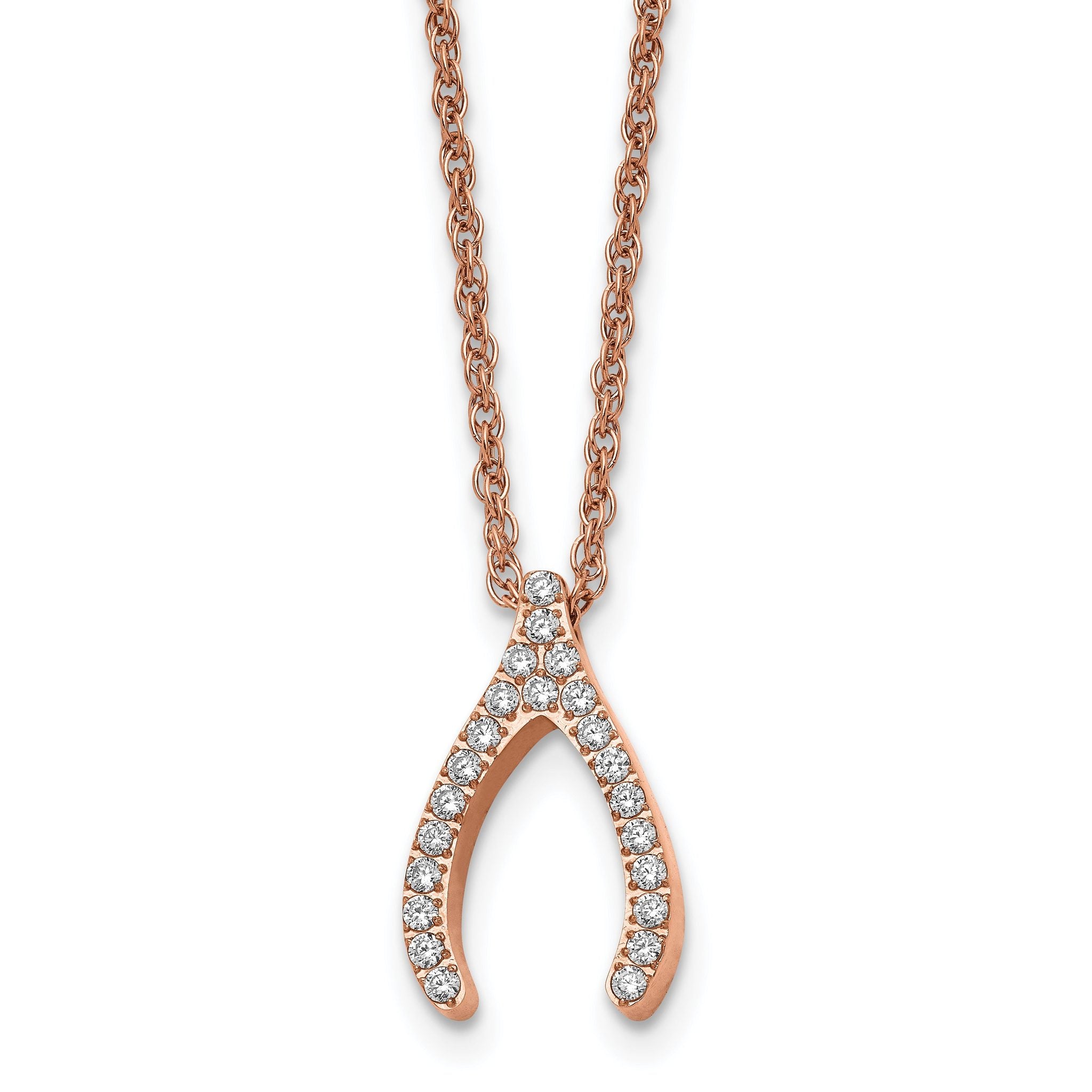 Wishbone CZ Necklace in Rose-Tone Stainless Steel Main image