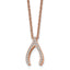 Wishbone CZ Necklace in Rose-Tone Stainless Steel
