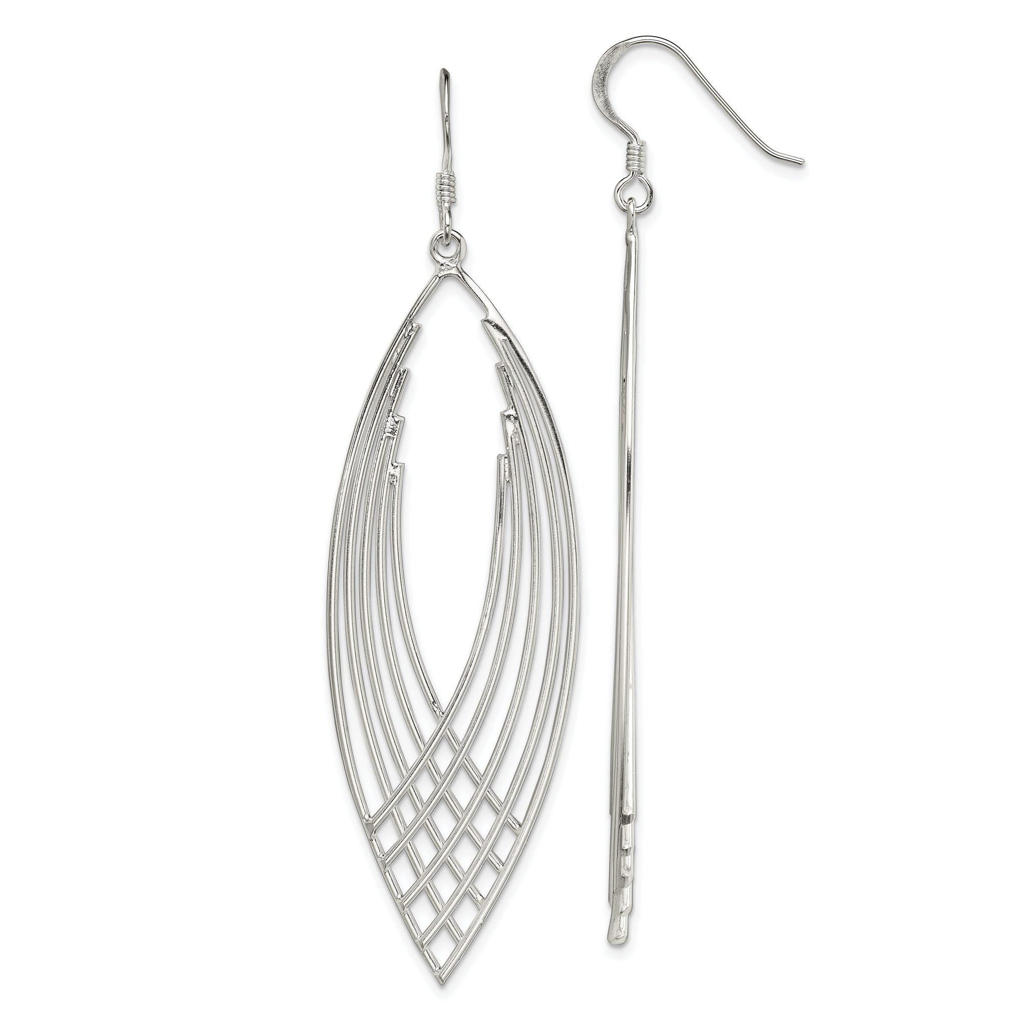 Sterling Silver Polished Fancy Dangle Shepherd Hook Earrings Main image