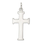 Sterling Silver 925 Diamond-Cut Cross Pendant with Polished Finish & Anti-Tarnish Coating