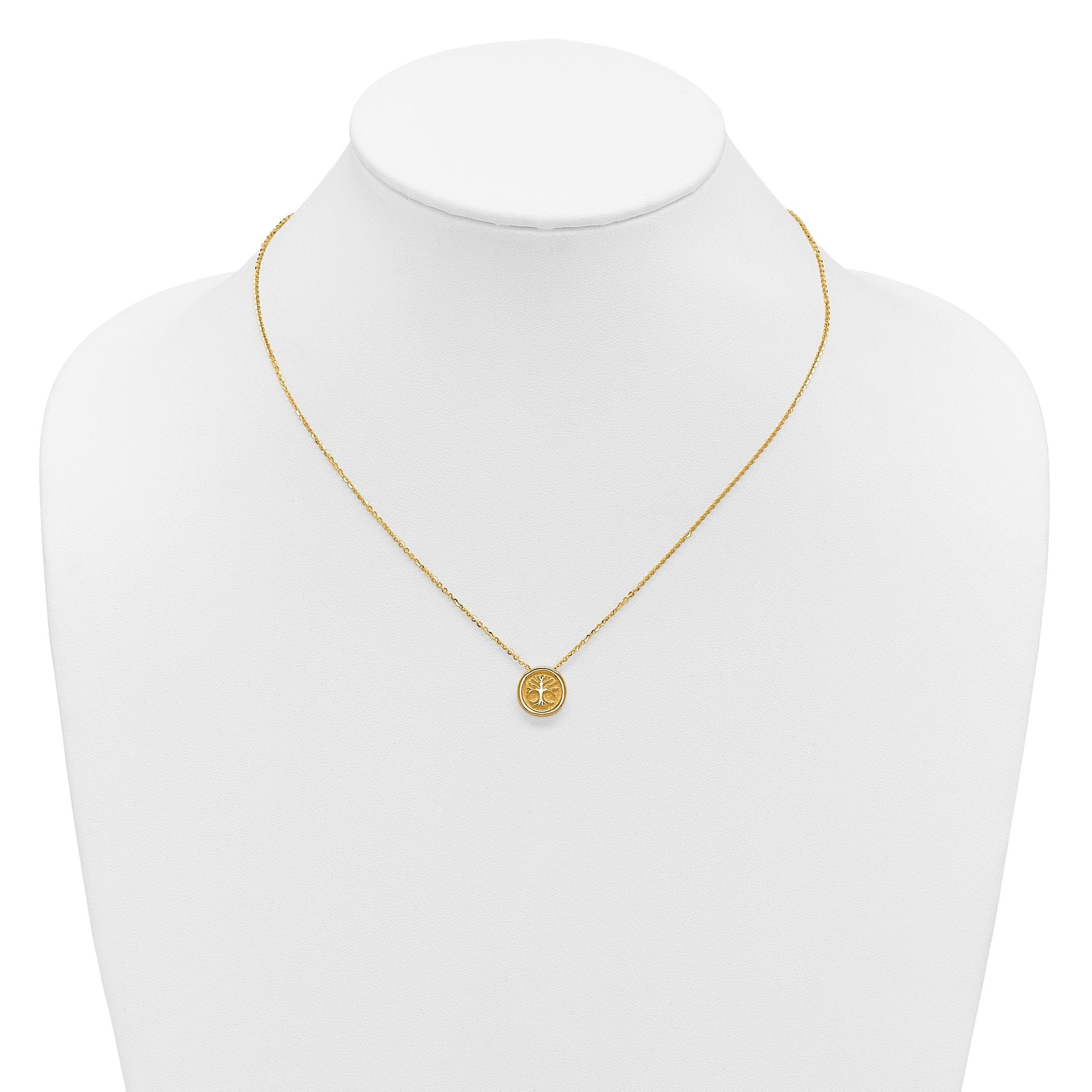 14K Polished and Satin Tree of Life Necklace