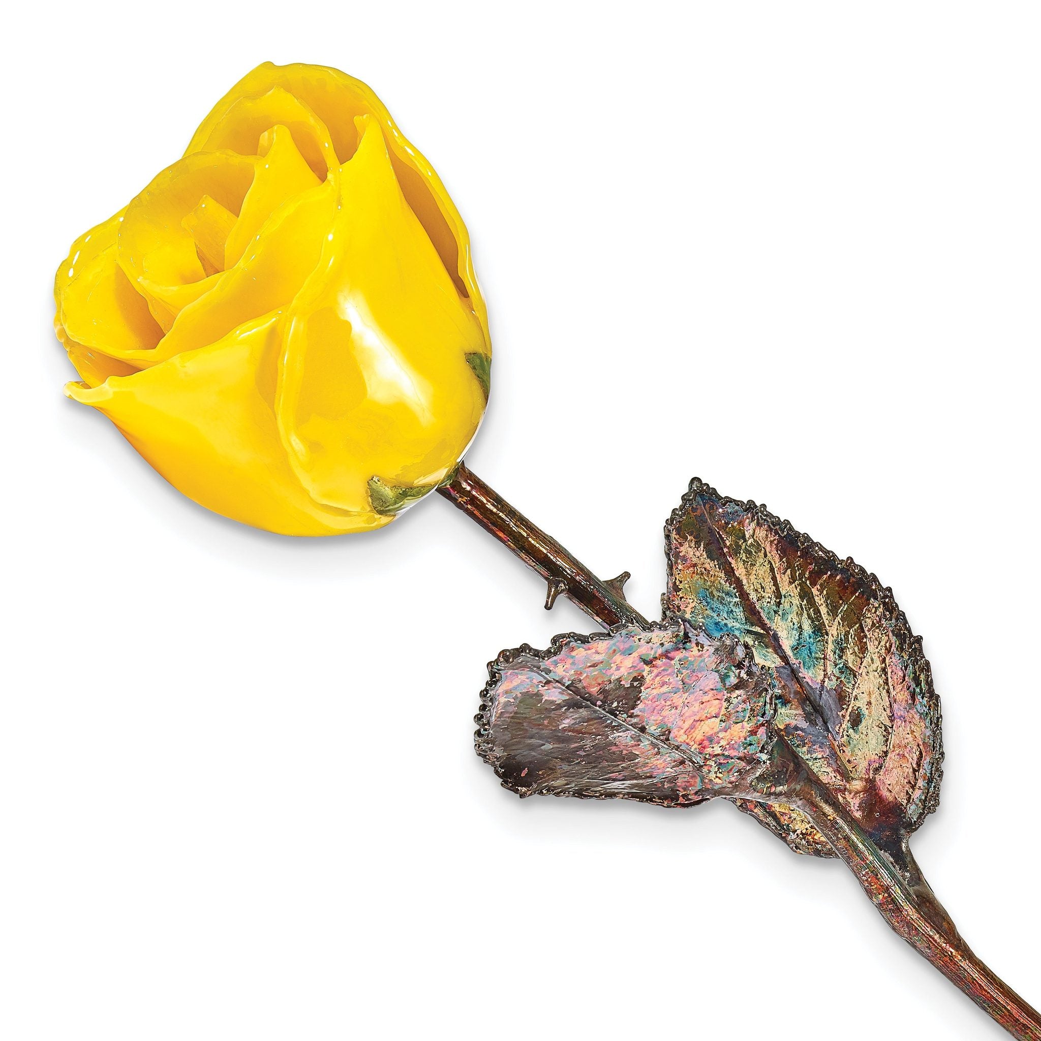 Yellow Lacquer Dipped Copper Trimmed Real Rose Main image