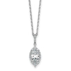 Cheryl M Sterling Silver Rhodium-plated Polished Fancy Marquise CZ Halo with 2 Inch Extension Necklace
