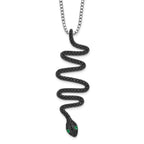 Brilliant Embers Sterling Silver Snake Necklace with Green Black Spinel