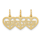 14K Gold Triple Heart BEST FRIENDS Diamond-Cut Break-Apart Pendant