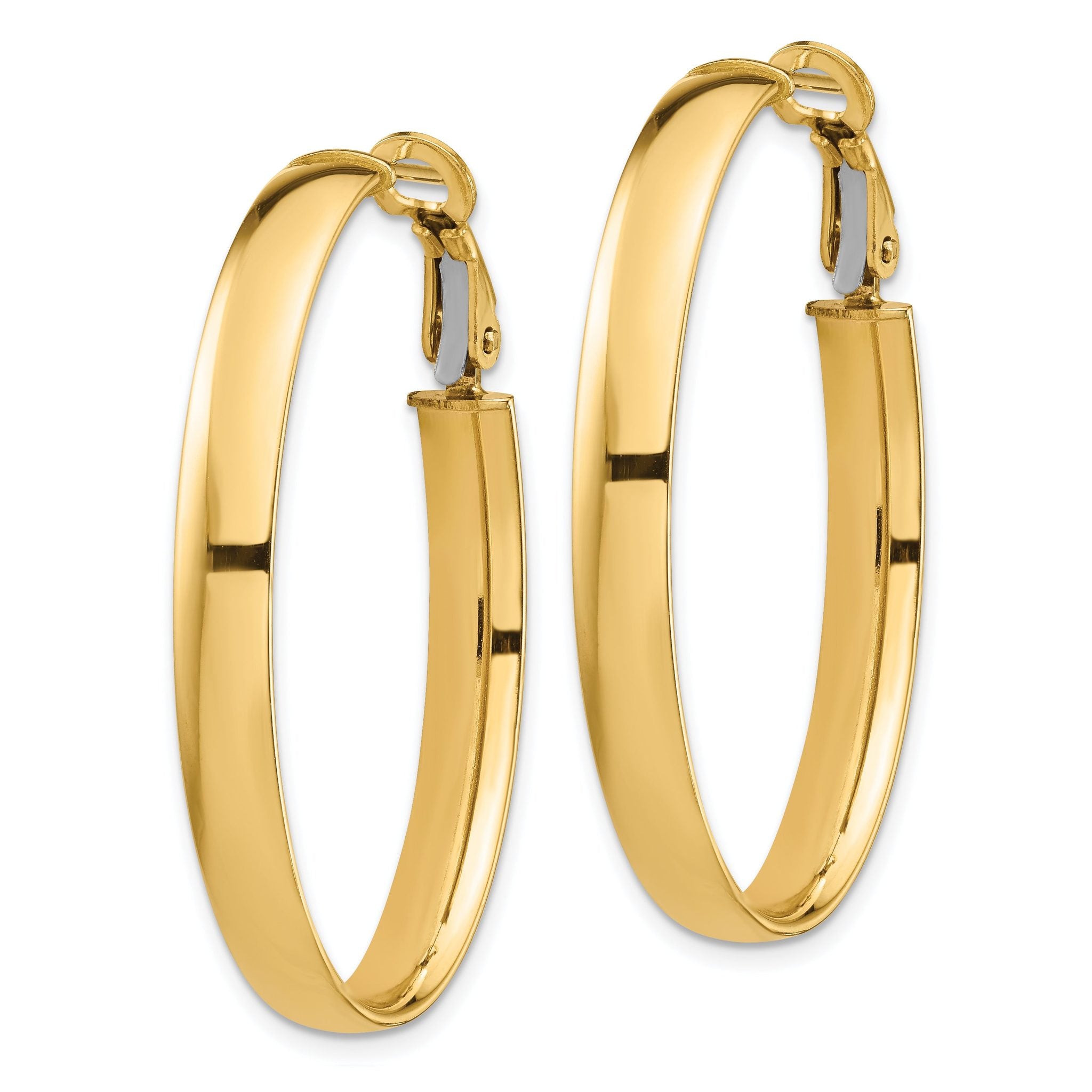 14k High Polished 5mm Omega Back Oval Hoop Earrings Secondary image