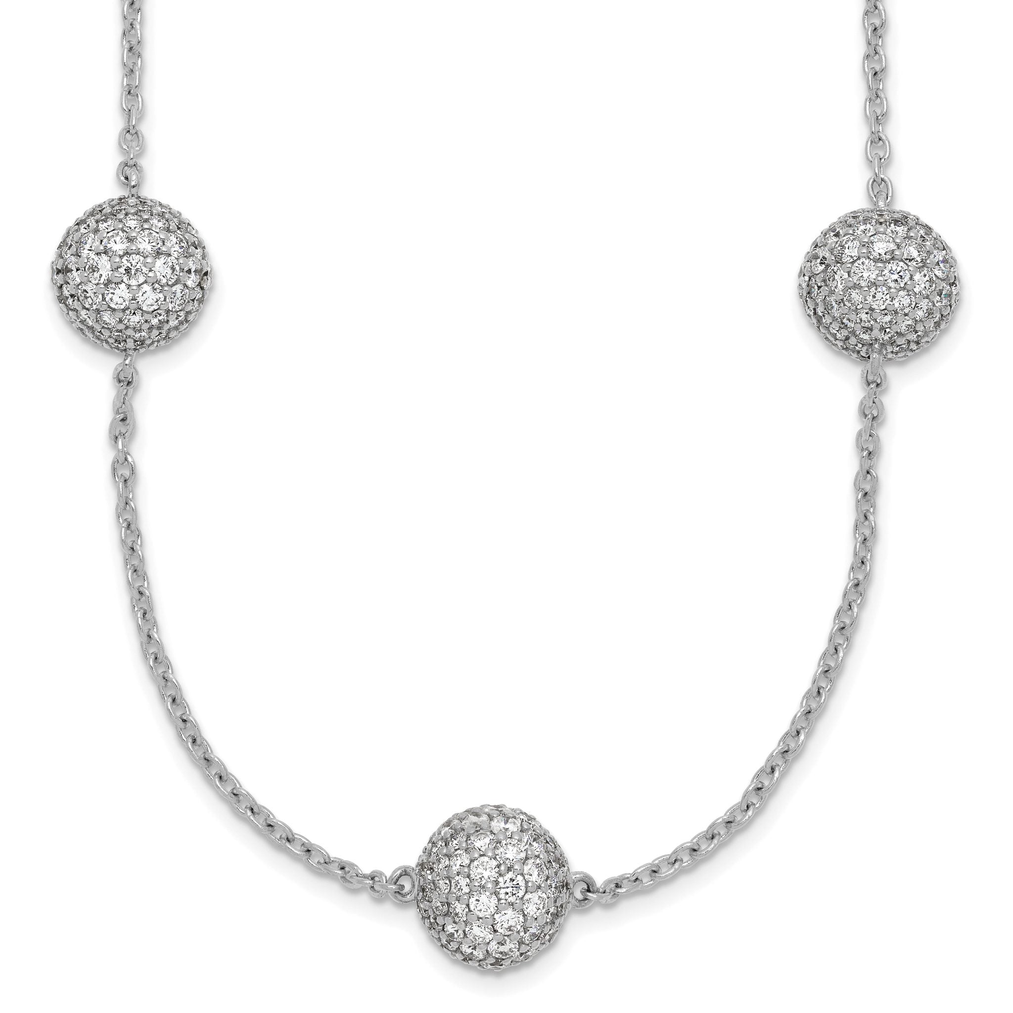 14k White Gold 10 5/8 carat Lab Grown Diamond VS/SI+ G+ Complete 18 inch 10mm Sphere Necklace Main image
