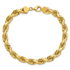 14K 9 inch 8mm Diamond-cut Rope with Fancy Lobster Clasp Chain