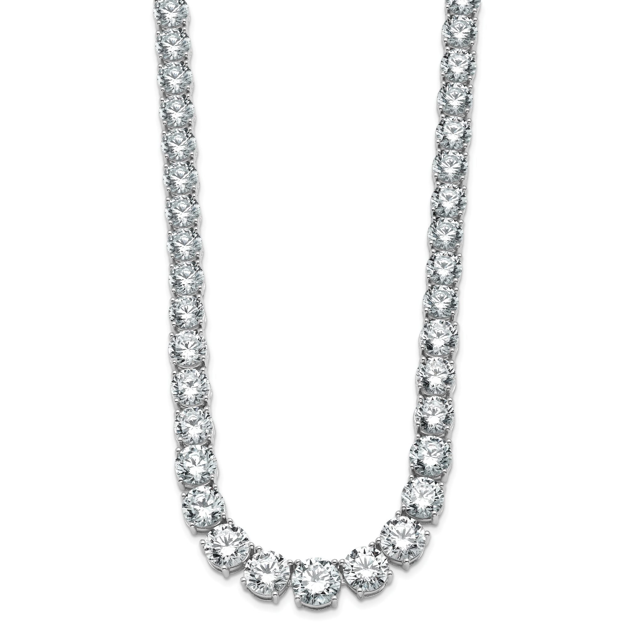 14k White Gold 72 3/8 carat Lab Grown Diamond VS/SI+ G+ Complete Round 20 inch Graduated Tennis Necklace Secondary image
