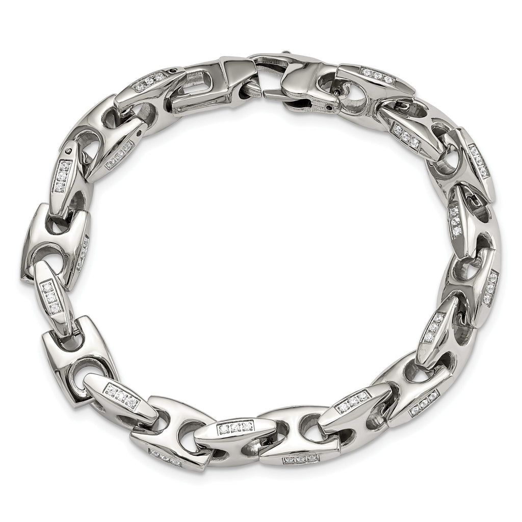 Stainless Steel Polished with Cubic Zirconia Bracelet for Men