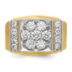 14k Two-tone Men's Polished and Satin Cluster Ring Mounting (No Stones Included)