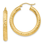 10k Diamond-cut 4mm Round Hoop Earrings