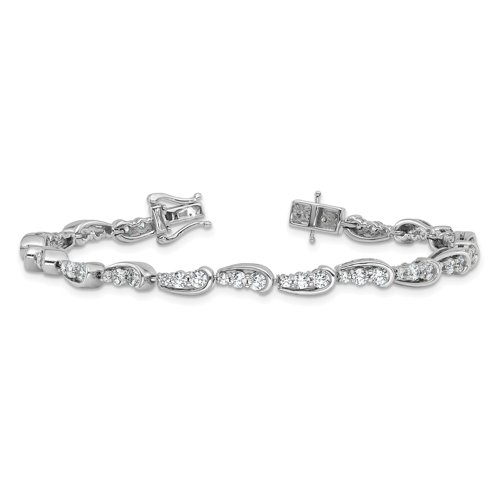 14k White Gold 3 3/8 carat Lab Grown Diamond VS/SI+ G+ 7 inch Bracelet