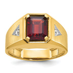 14k Men's Polished and Satin Gemstone and Diamond Ring Mounting (No Stones Included)