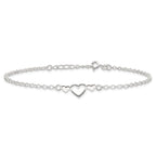 Sterling Silver Three Hearts  9 inch Plus 1 inch Extender - Total 10 inch Anklet