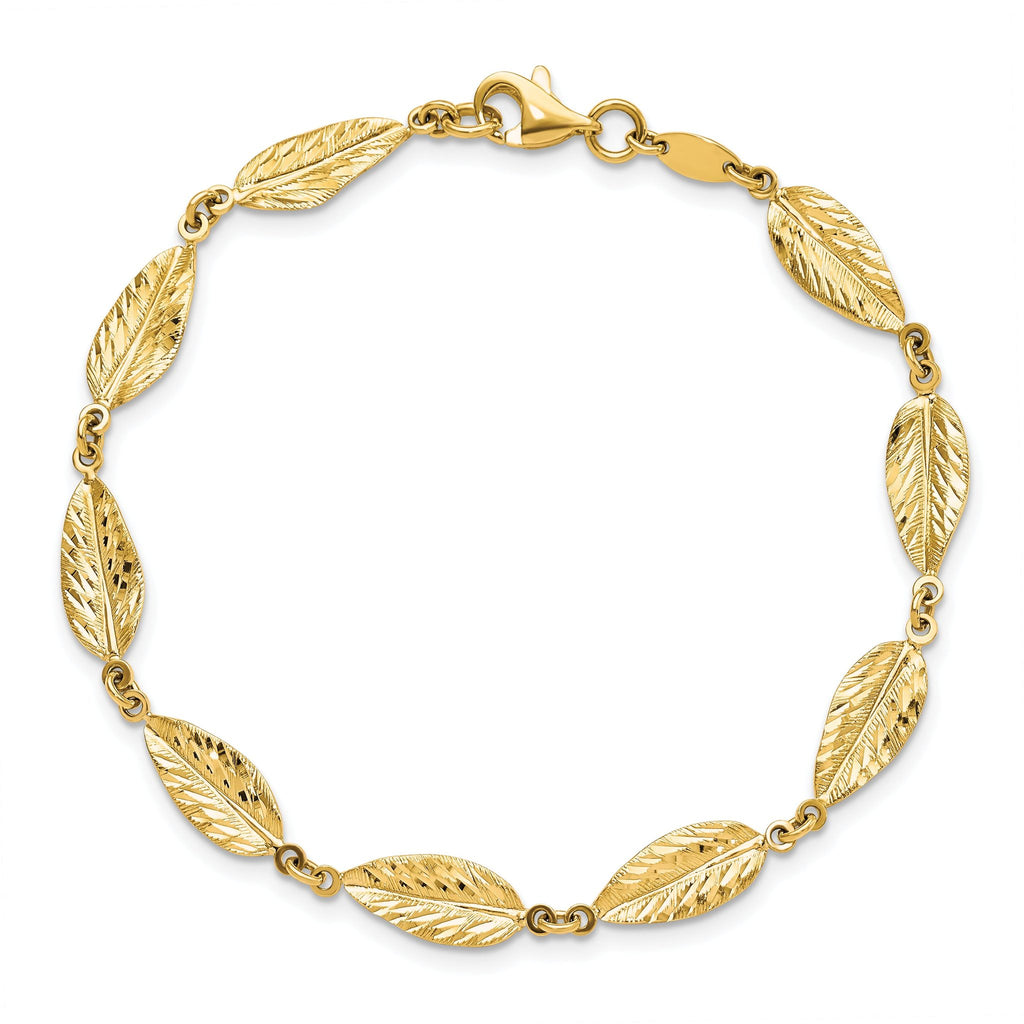 10K Polished Leaf Bracelet