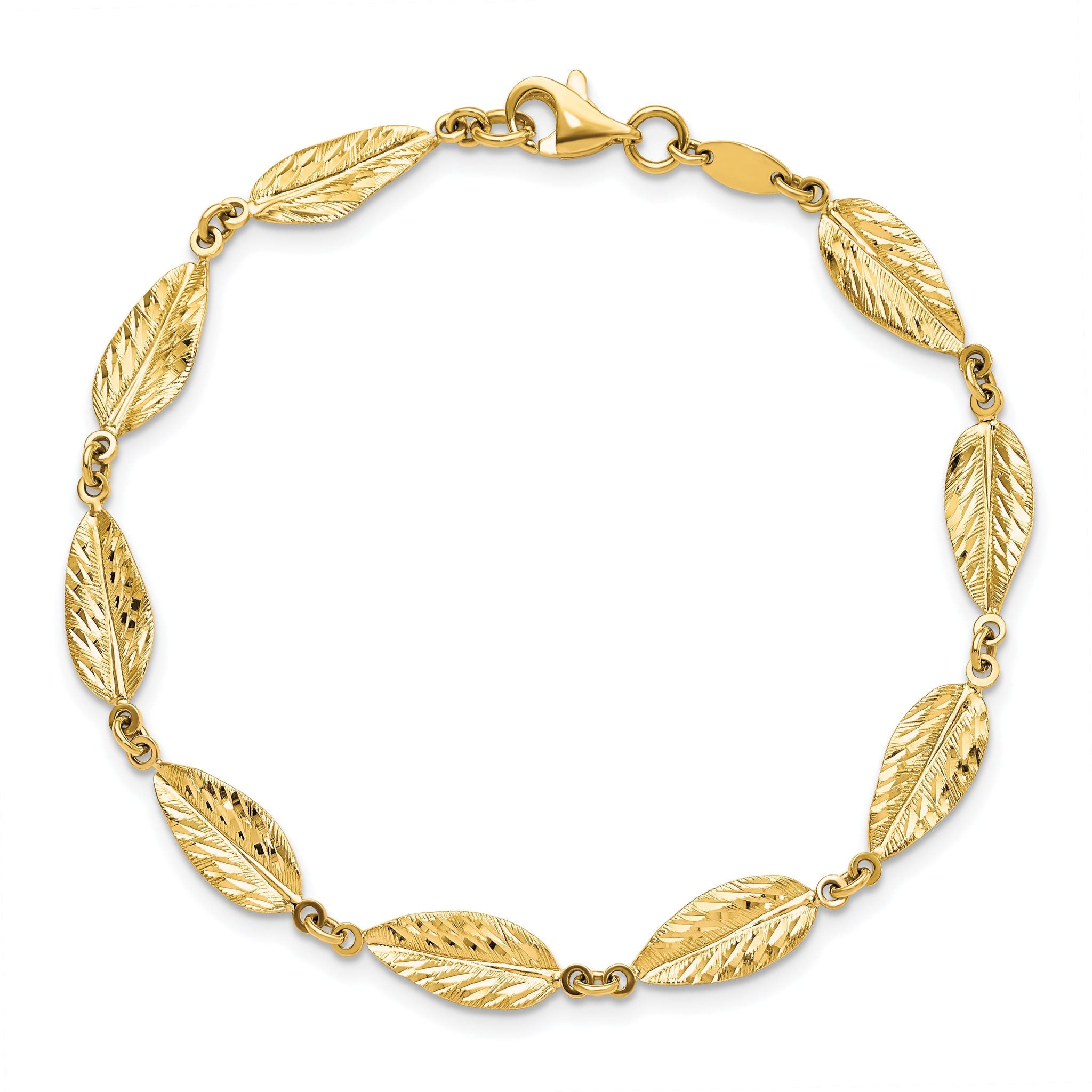 10K Polished Leaf Bracelet