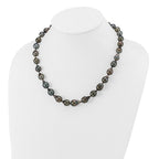 14k White Gold 8-11mm Black Baroque Tahitian Saltwater Cultured Pearl Graduated 18 inch Necklace