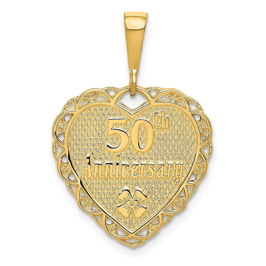 14K Gold Reversible 50th Anniversary Charm with Polished Finish