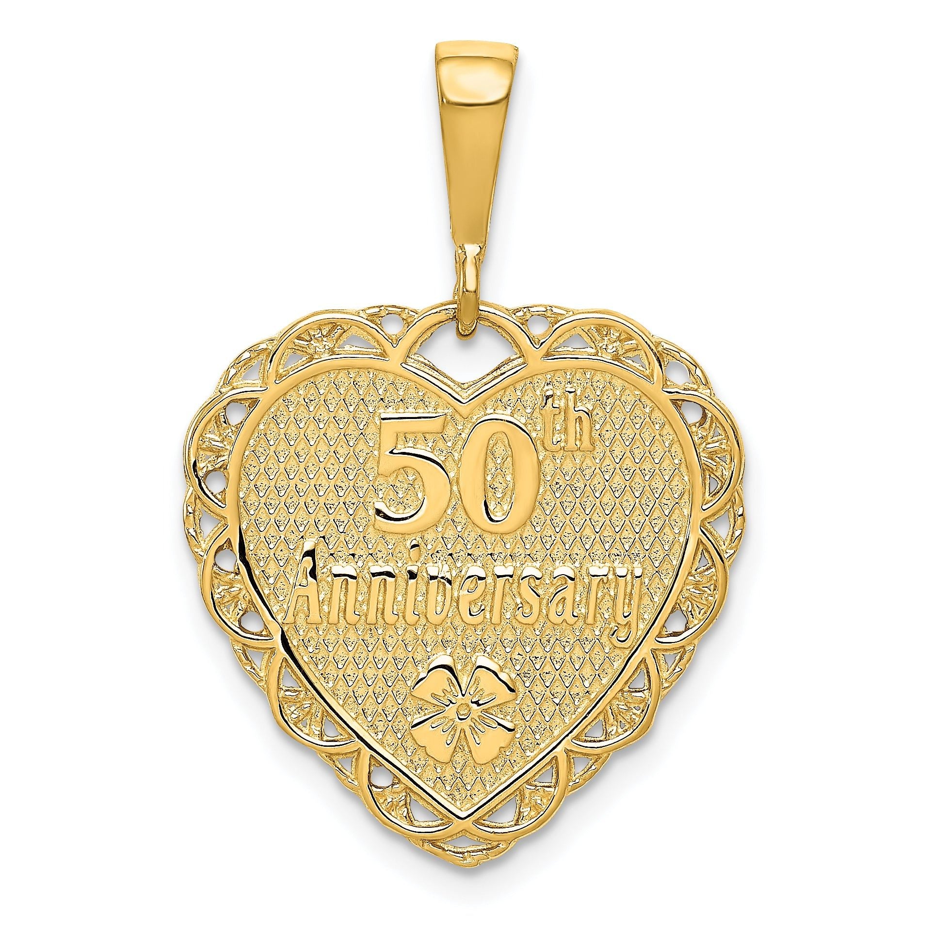 14K Gold Reversible 50th Anniversary Charm with Polished Finish