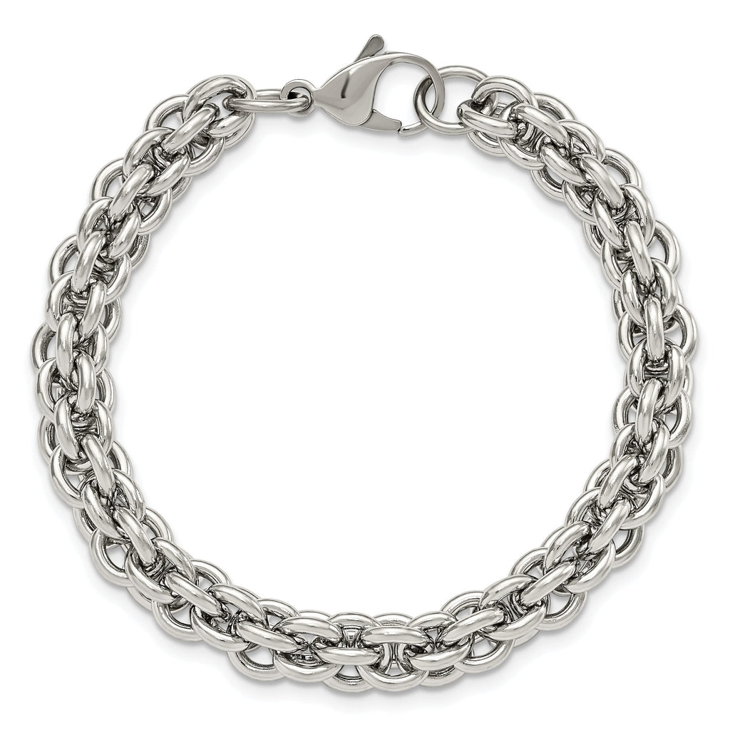 Stainless Steel Polished Fancy Circle Link Bracelet for Men