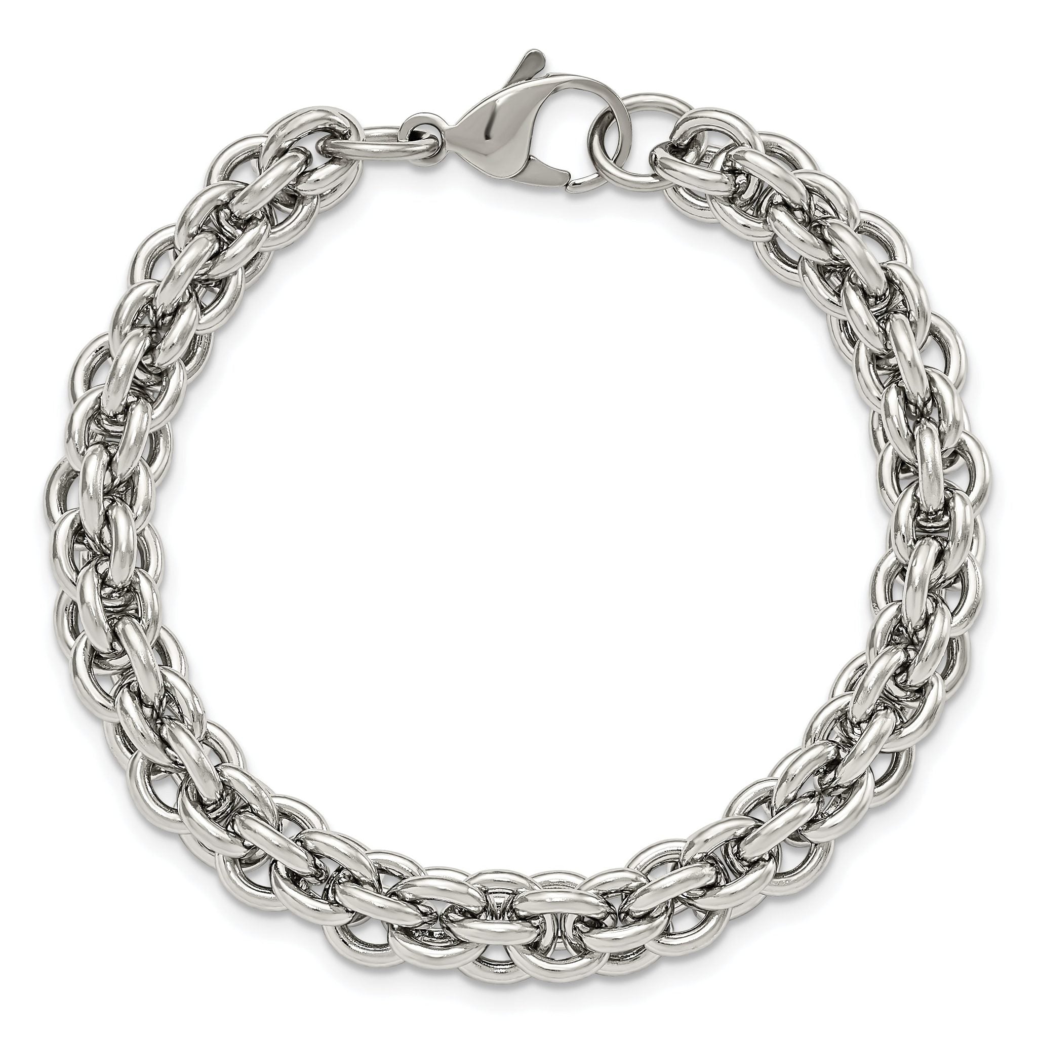 Stainless Steel Polished Fancy Circle Link Bracelet for Men