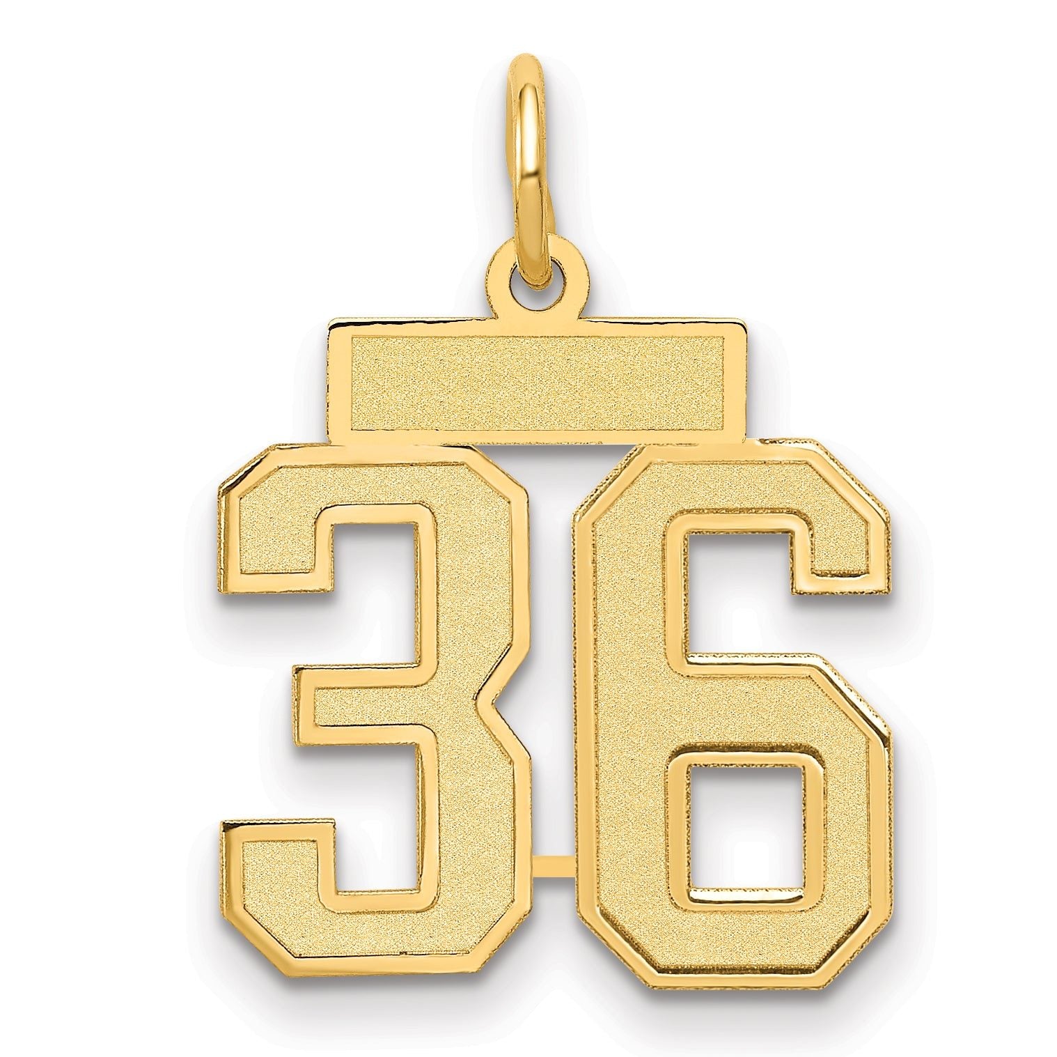 14K Gold Satin Number 36 Charm with Brushed Finish Small Main image