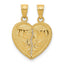 14K Gold TE AMO Break Apart Diamond-Cut Heart Pendant  Polished & Solid
