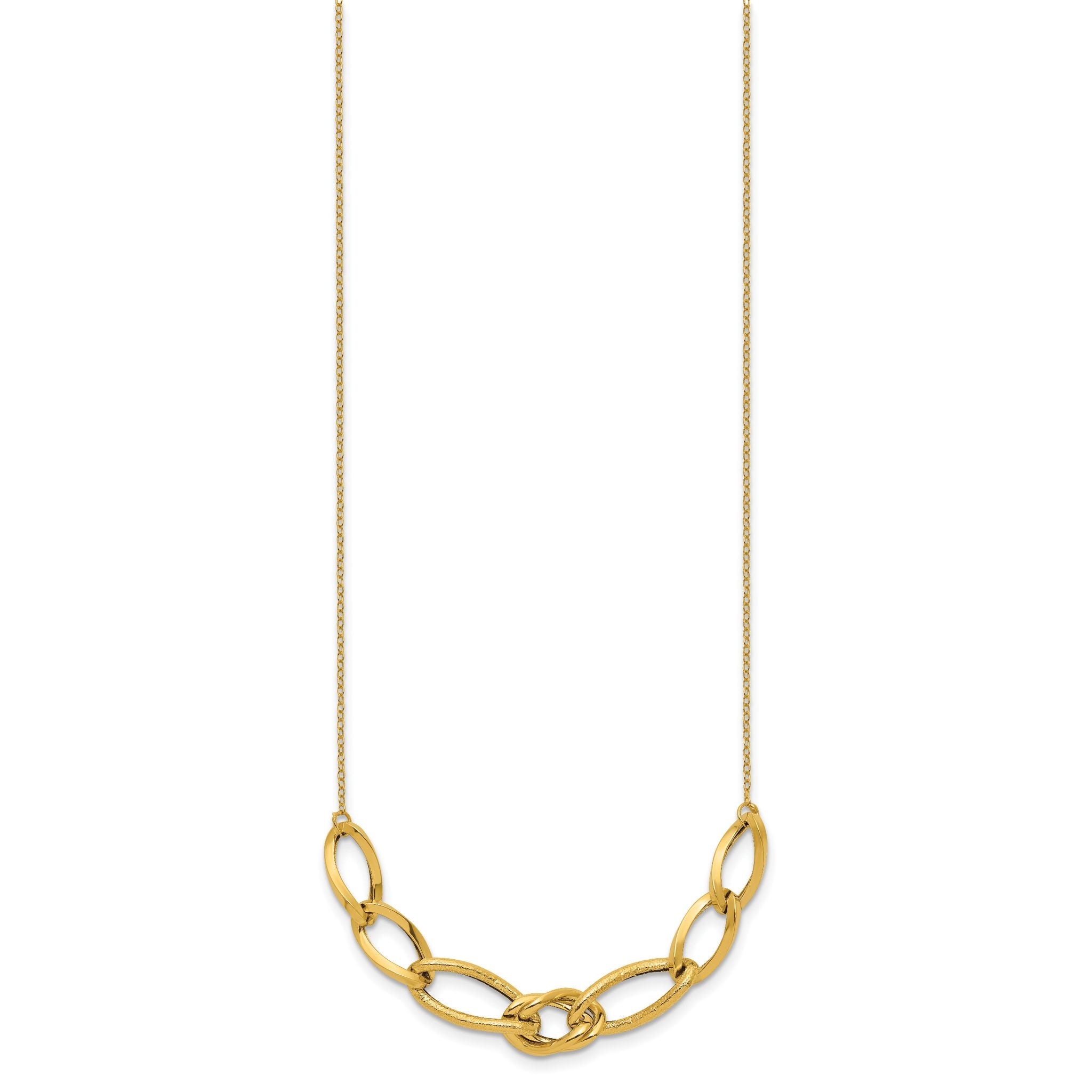 Sophia Jewelers 14K Gold Fancy Link Necklace with Polished Texture Secondary image