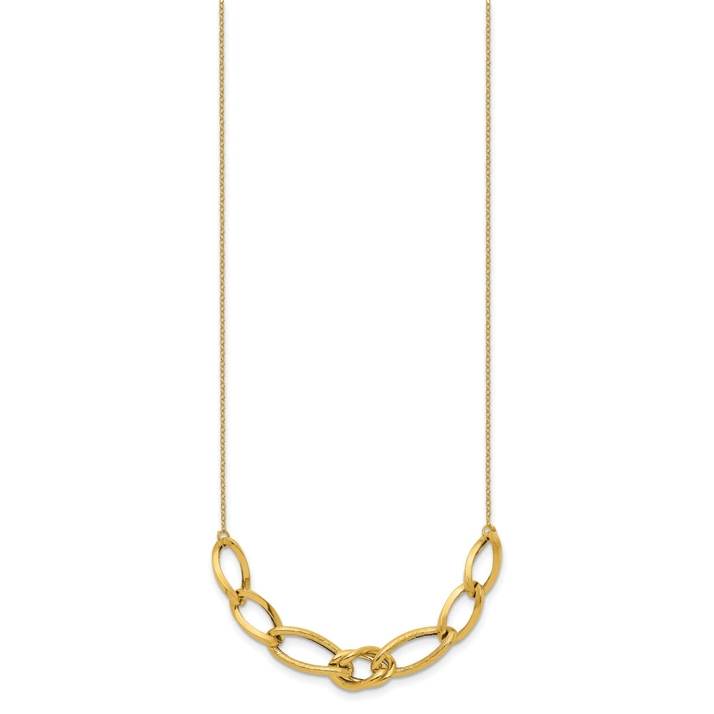 Sophia Jewelers 14K Gold Fancy Link Necklace with Polished Texture